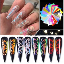 Stickere 3D Combinate  3DA48 Fluturi, set de 6 folii Holografice Cameleon